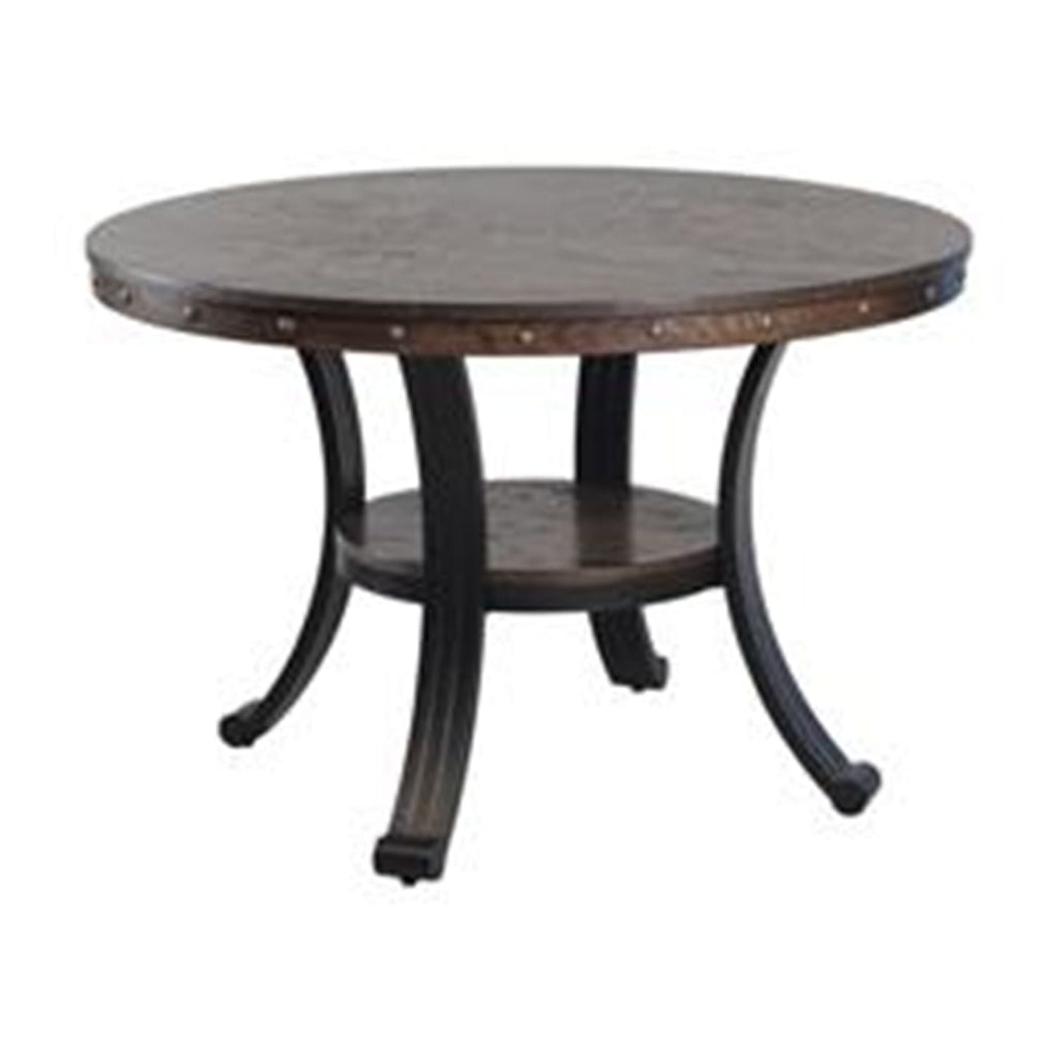 Franklin Round Rustic Umber Wood and Metal Dining Table