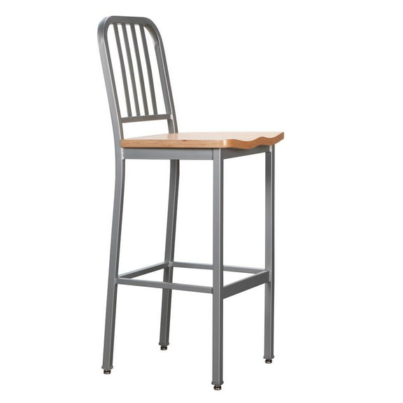 Linon Frazier Metal Barstool Silver Set Of 2