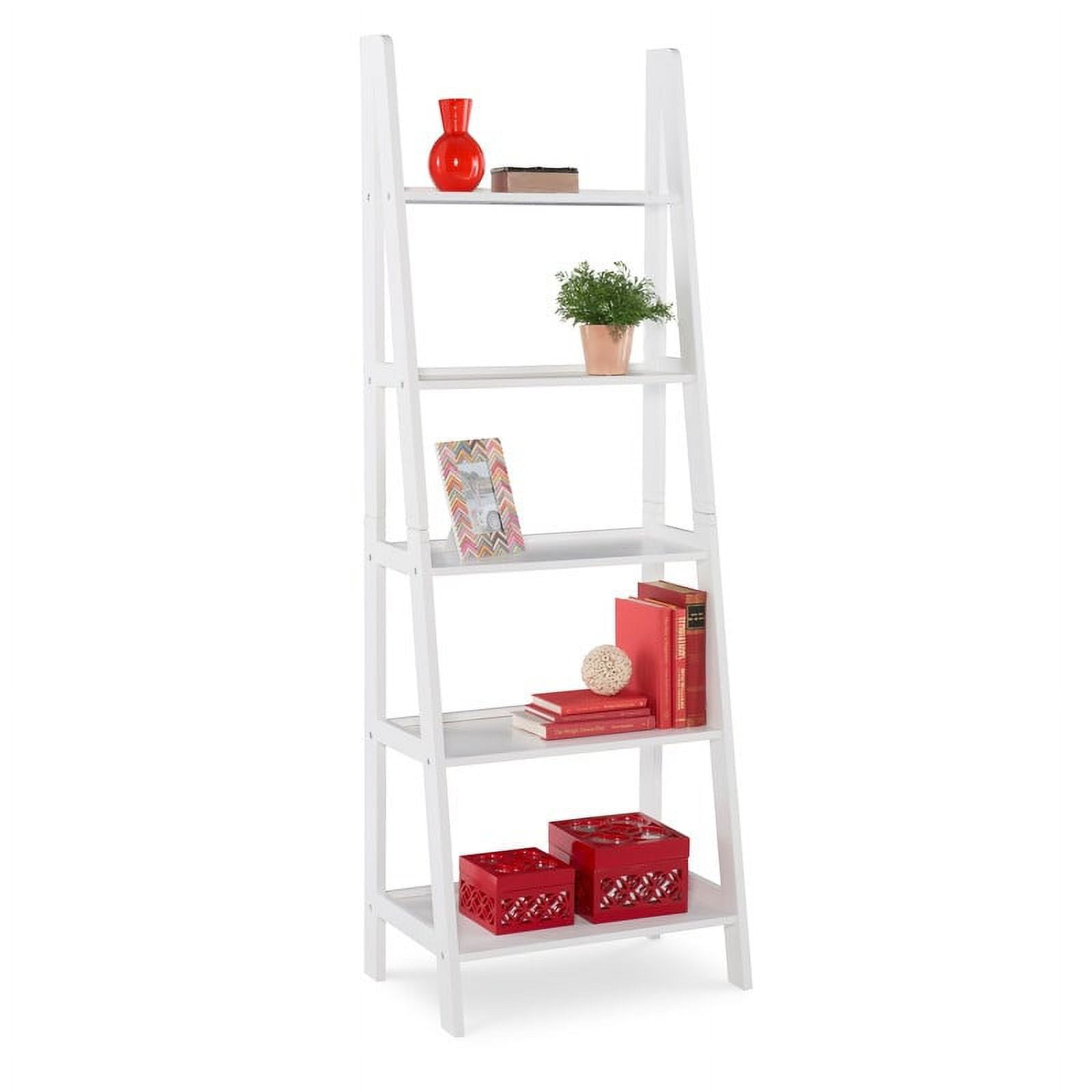 Linon Freya 5 tier Ladder Bookshelf White Walmart