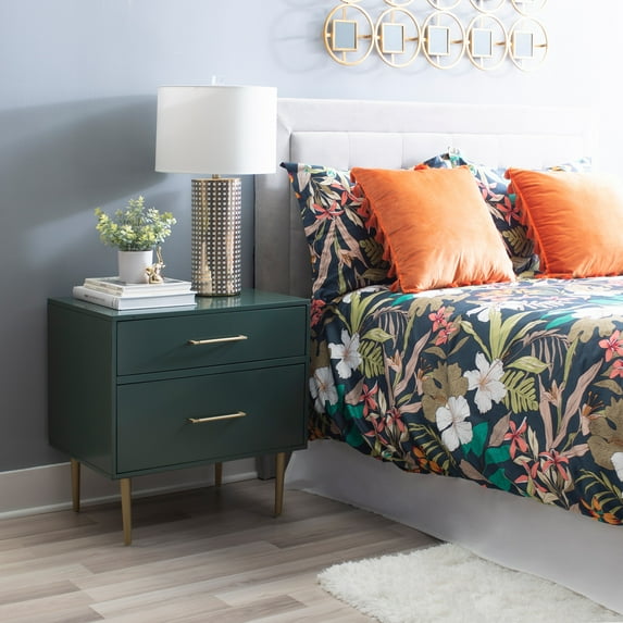 Linon Galena 2-Drawer Nightstand, Dark Green