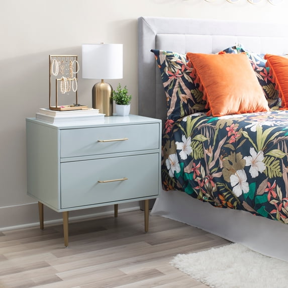 Linon Galena 2-Drawer Nightstand, Light Blue