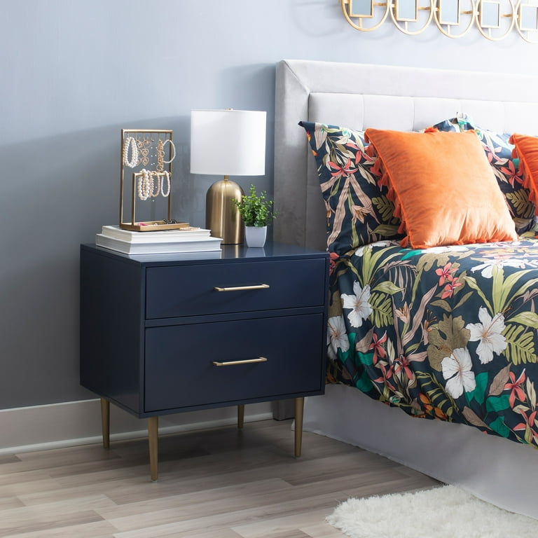 Linon Galena 2-Drawer Nightstand, Navy - Walmart.com