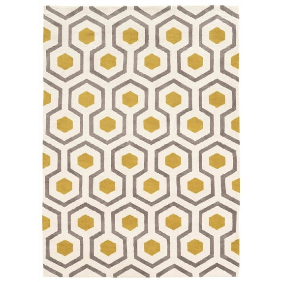 Linon Geo 5' x 7' Hand Tufted Rug in Ivory and Gray