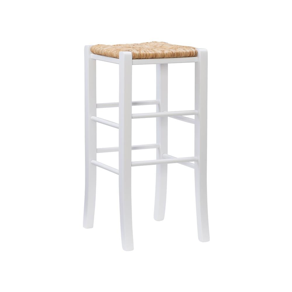 Gianna 37" White Solid Wood Backless Barstools, Set of 2