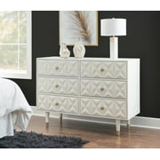 Linon Ginzel Mid-Century Modern 6-Drawer Dresser, White