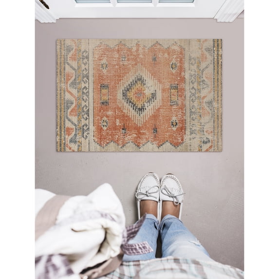 Contemporary Home Living 2' x 3' Heirloom Rectangular Area Throw Rug - Cream and Brown