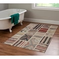 thumbnail image 1 of Contemporary Home Living 3' x 5' Tribal Patchwork Area Throw Rug - Cream and Blue, 1 of 8