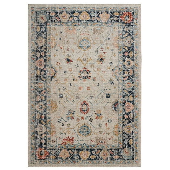 Linon Great Zero Leona Ivory & Blue 5x7.6, Rug