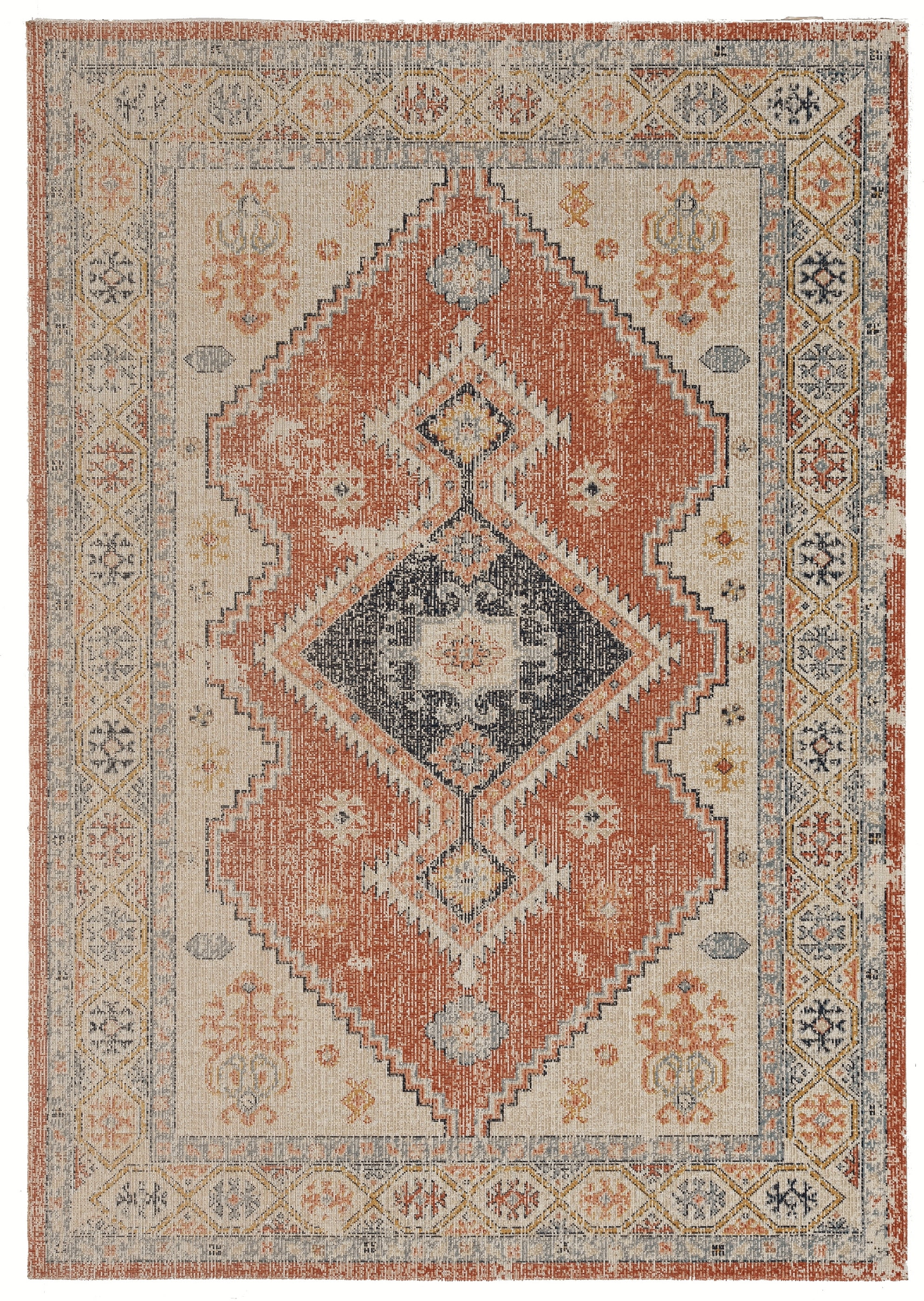 Ivory and Rust Flat Woven Chenille Rug 3' x 5'