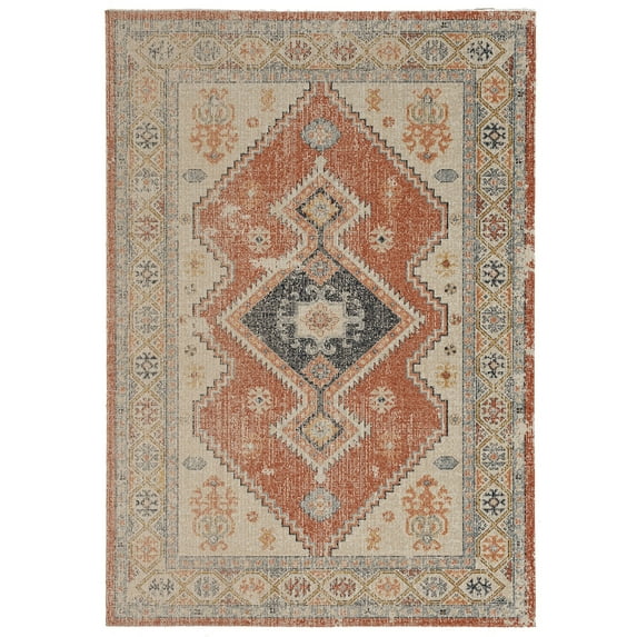 Linon Great Zero Lofton Machine Made Polyester 5'x7'6" Rug in Ivory
