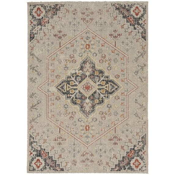 Linon Great Zero Rollins Machine Made Polyester 5'x7'6" Rug in Ivory