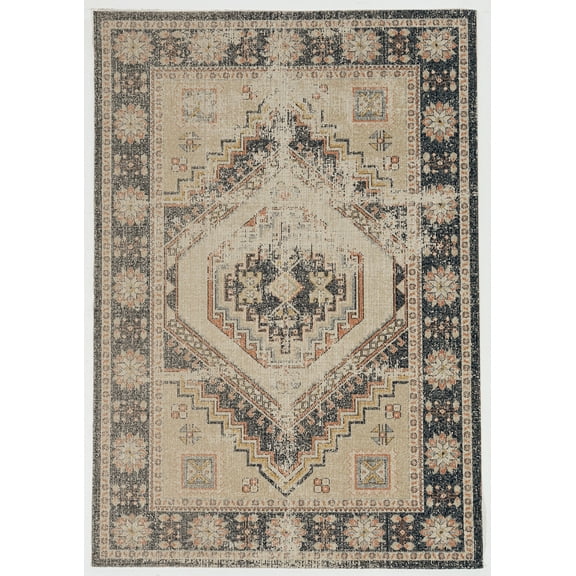 Linon Home Dcor Great Zero Area Rug Collection, Ivory and Navy, 8' x 10'