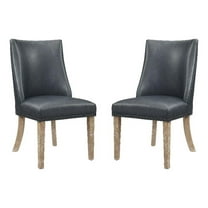 Linon Hale 19.5"H Faux Leather Dining Chair in Dark Navy Blue Set of 2