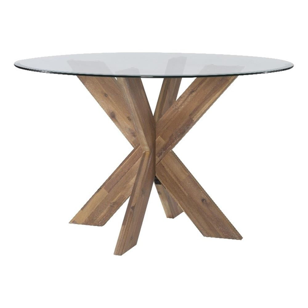 Linon Hale Industrial Round Dining Table for Small Spaces, X Base