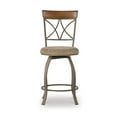 thumbnail image 1 of Linon Hamilton Metal Swivel Counter Stool Padded Beige Seat in Matte Pewter, 1 of 8