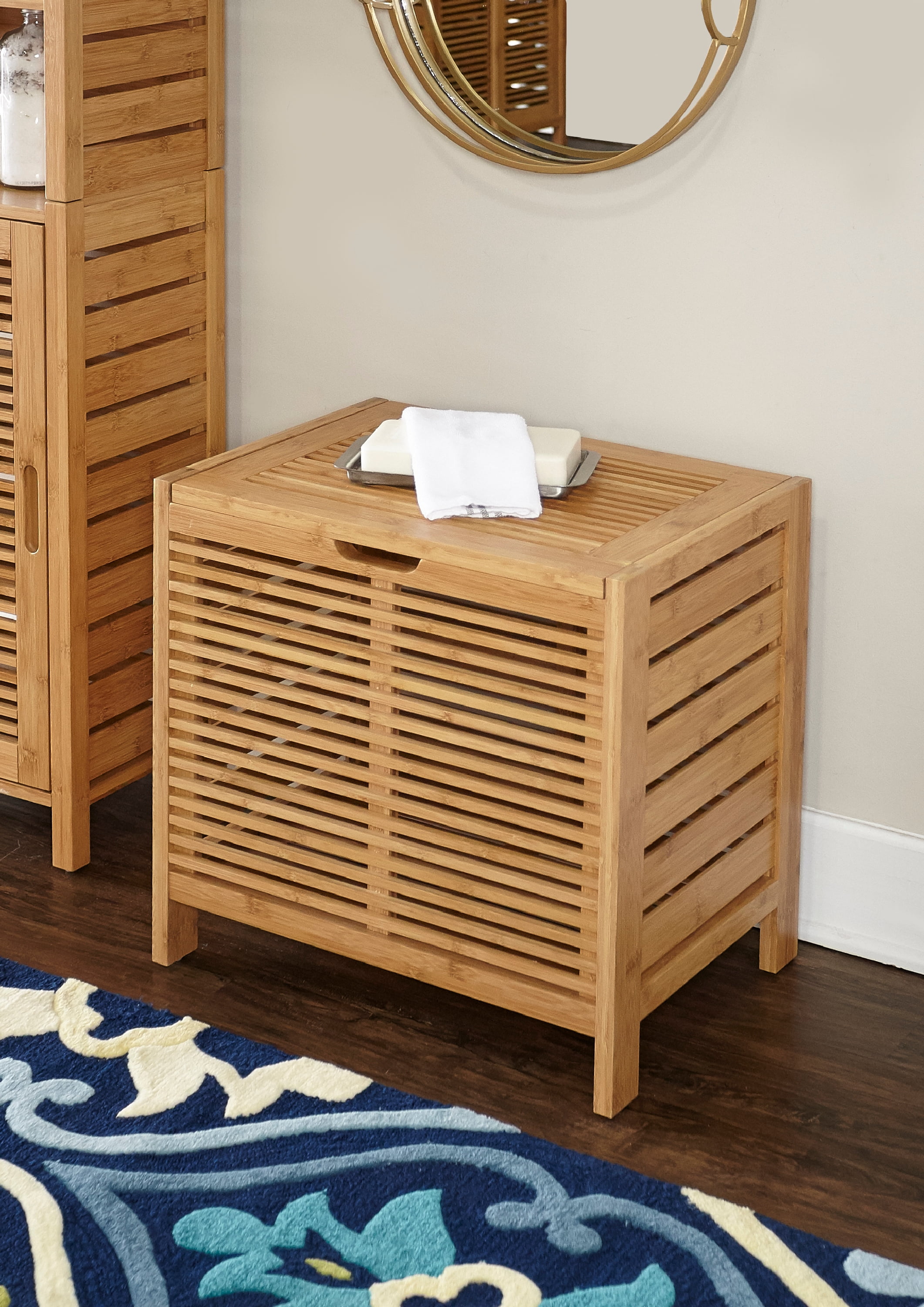 Linon Harding LiftTop Hamper, Natural Bamboo Finish