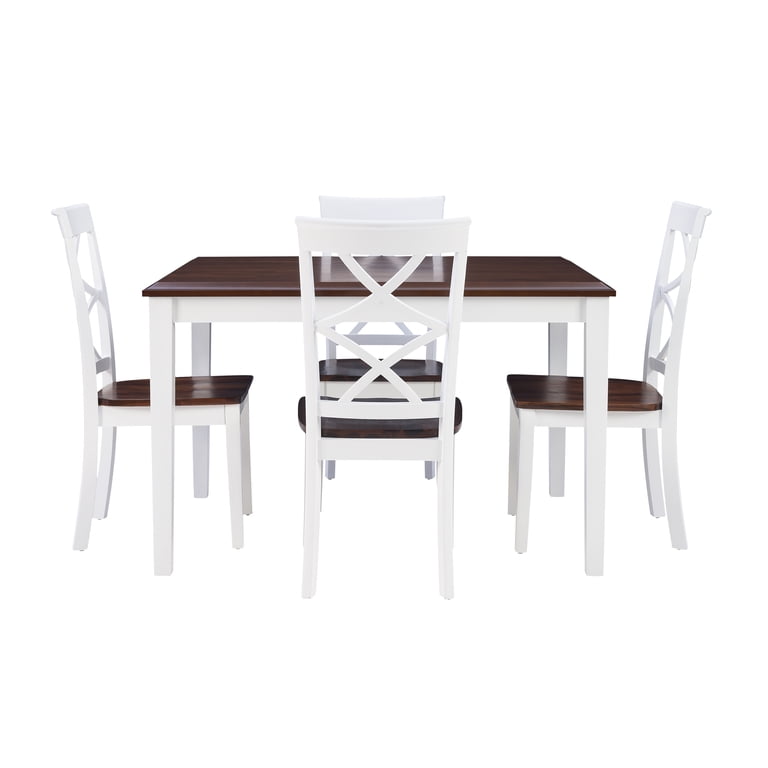 Linon Harrison Five Piece 2 Tone Dining Set in Cherry/White