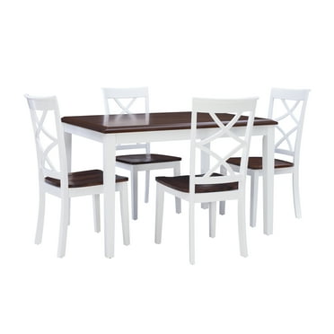 Linon Harrison Five Piece 2 Tone Dining Set in Cherry/White Finished Wood