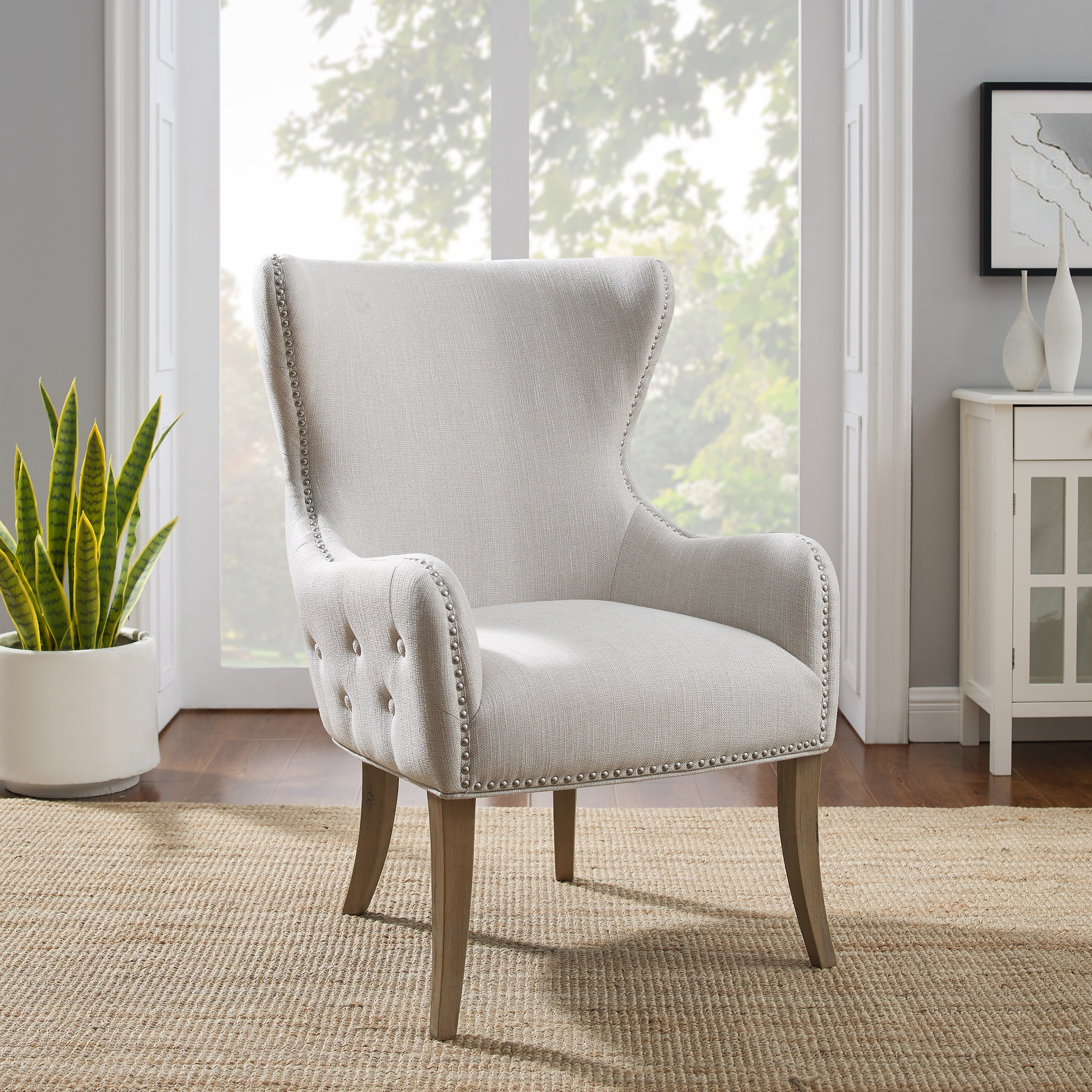 Natural wingback chair hot sale