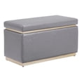 thumbnail image 1 of Linon Hawn Rectangle Storage Ottoman Natural Wood Trim in Grey Faux Leather, 1 of 16
