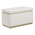 thumbnail image 1 of Linon Hawn Rectangle Storage Ottoman Natural Wood Trim in White Faux Leather, 1 of 16