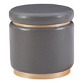thumbnail image 1 of Linon Hawn Round Storage Ottoman Light Wood Trim in Gray Faux Leather, 1 of 11