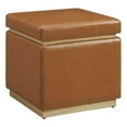 thumbnail image 1 of Linon Hawn Square Wood Upholstered Ottoman in Caramel Brown, 1 of 11