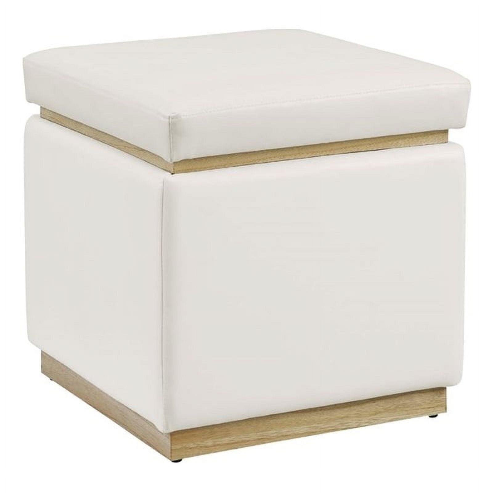 Linon Hawn Square Wood Upholstered Ottoman in White - Walmart.com