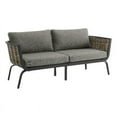 thumbnail image 1 of Linon Hayes Aluminum and Wicker Outdoor Loveseat in Black and Natural, 1 of 11