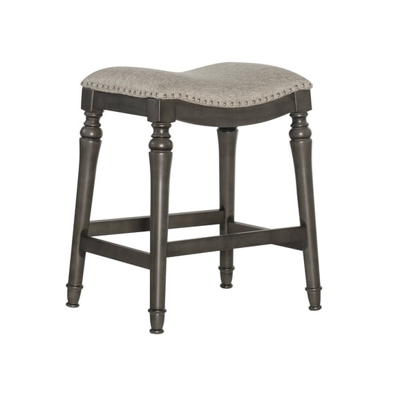 Powell Hayes Backless Wood Counter Stool, 27" seat Height, Gray Finish