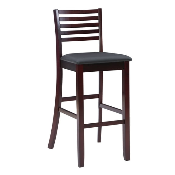 Linon Healy 30" Mid Back Bar Stool, Merlot/Dark Brown Faux Leather