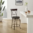 thumbnail image 1 of Linon Hearst Circles Back Counter Stool, 24" Seat Height, Brown and Black Finish with Brown PVC Fabric, 1 of 11
