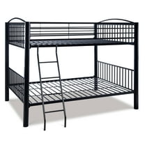 Linon Heavy Metal Full Over Full Bunk Bed Attached Ladder in Black