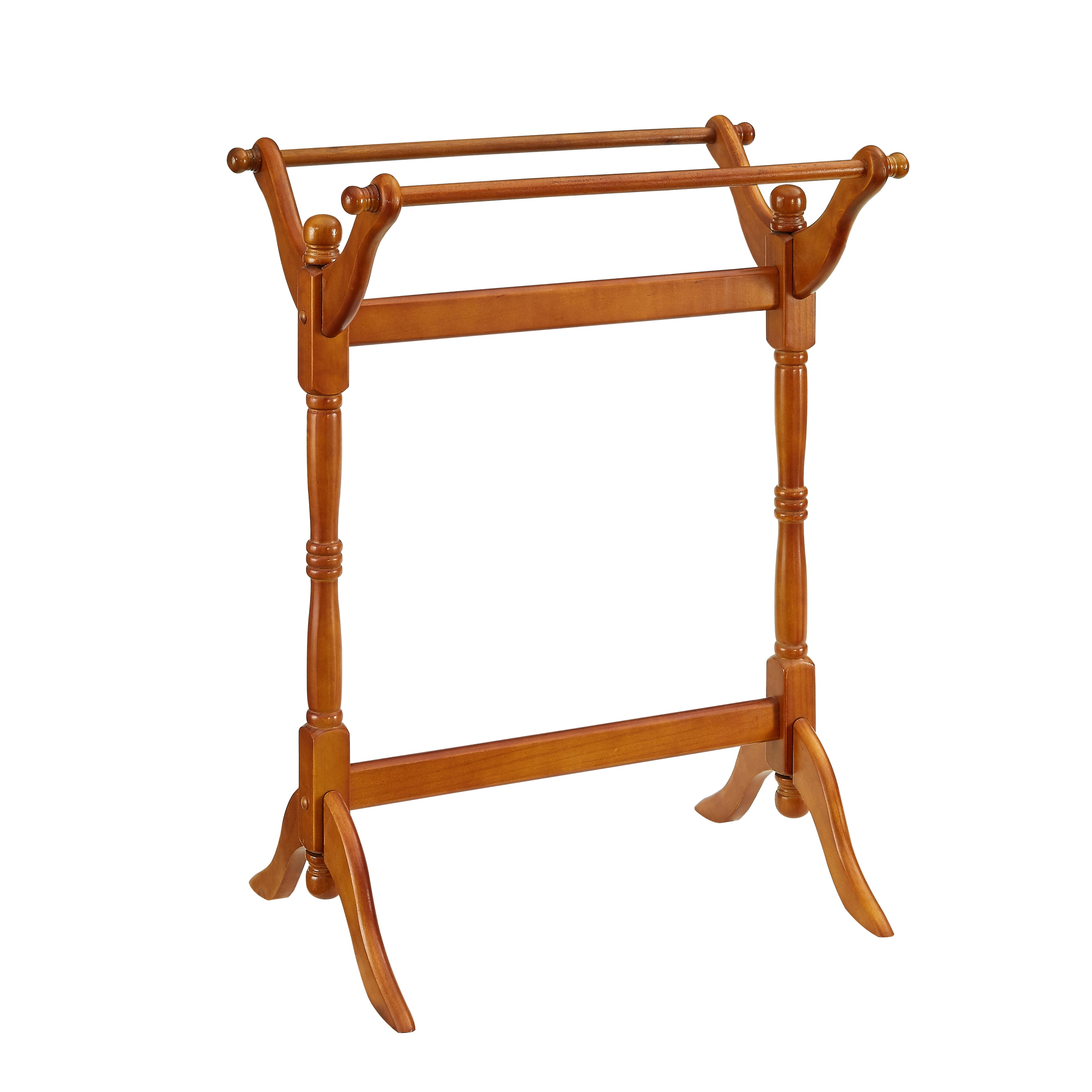 Linon Heirloom Wood Quilt Shelf Living Room Display Furniture Oak Brown Blanket Rack Walmart