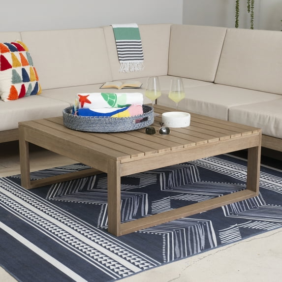 Linon Heldey Square Outdoor Coffee Table, Natural