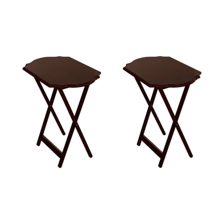 Linon Henson Folding Snack Tray Table Set, Set of 2, Espresso Finish