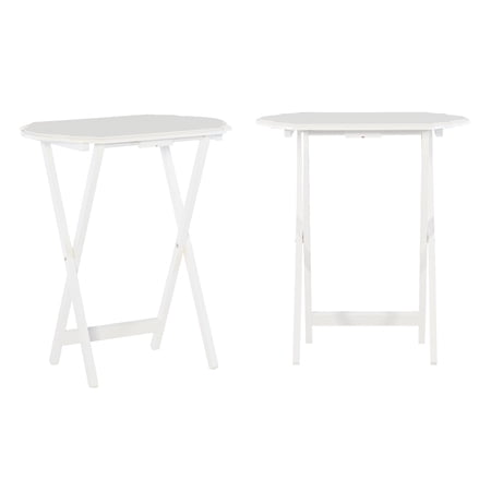 Linon Henson Folding Snack Tray Table Set, Set of 2, White Finish