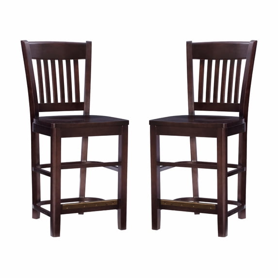 Linon Herbert 24 in. Slat Back Counter Stool - Slate - Set of 2