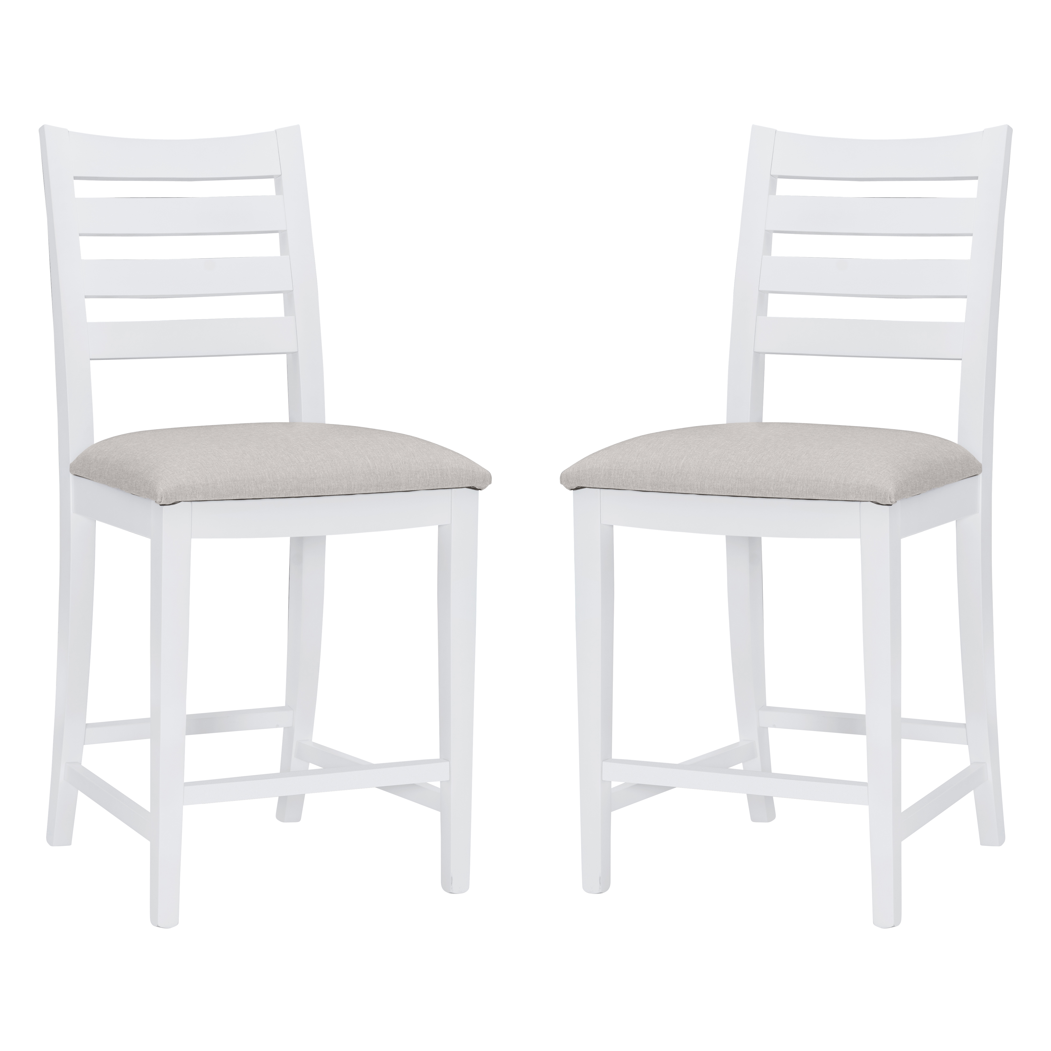Linon Holdrege 22" High Back Counter Stools, Set of 2, White/Light Gray Faux Leather