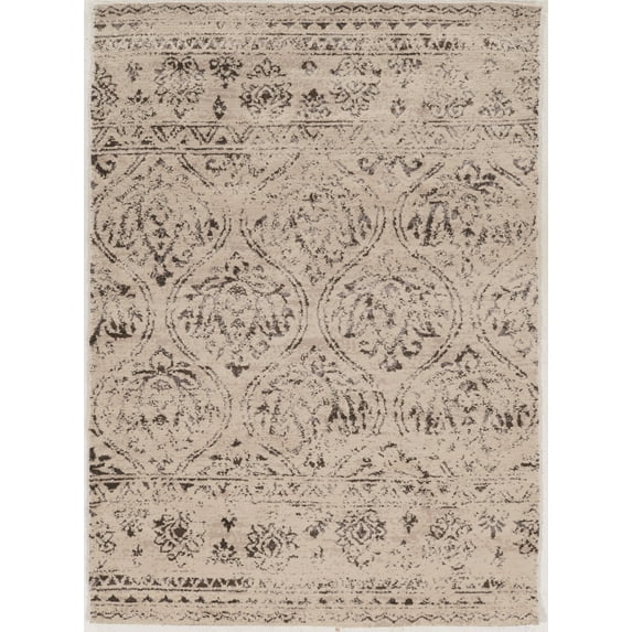 Linon Home Décor Antique Vintage Area Rug Collection, Ivory and Brown, 2' x 3'