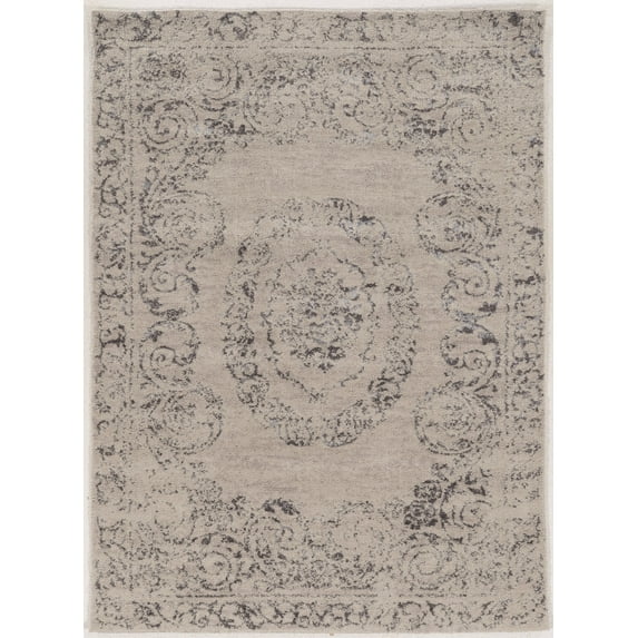 Linon Home Décor Antique Vintage Area Rug Collection, Ivory and Gray, 8' x 10'