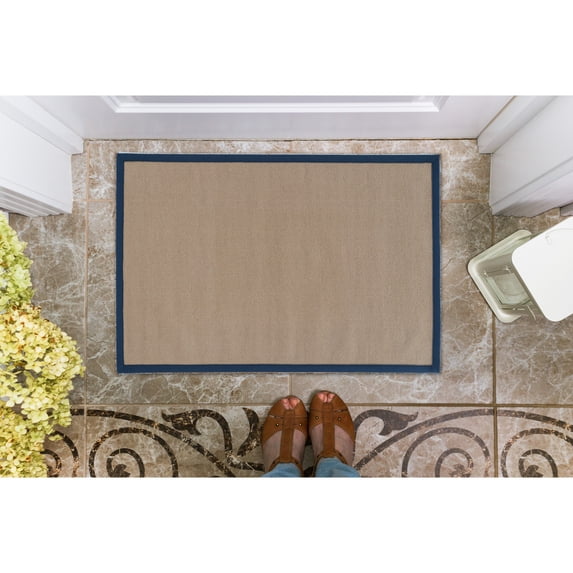 Linon Home Décor Athena Area Rug or Runner Collection, Cork and Blue, 1.83' x 2.83'