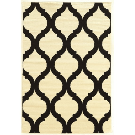 Linon Home Décor Claremont Area Rug Collection, Cream and Black, 5' x 7'