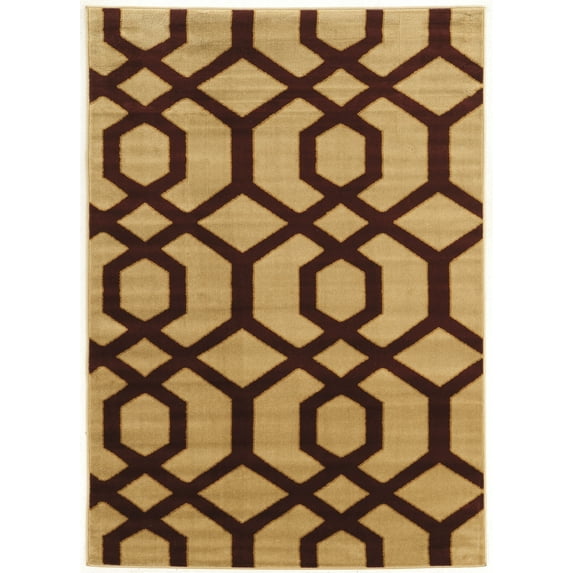 Linon Home Décor Elegance Area Rug Collection, Beige and Burgundy, 2' x 3'