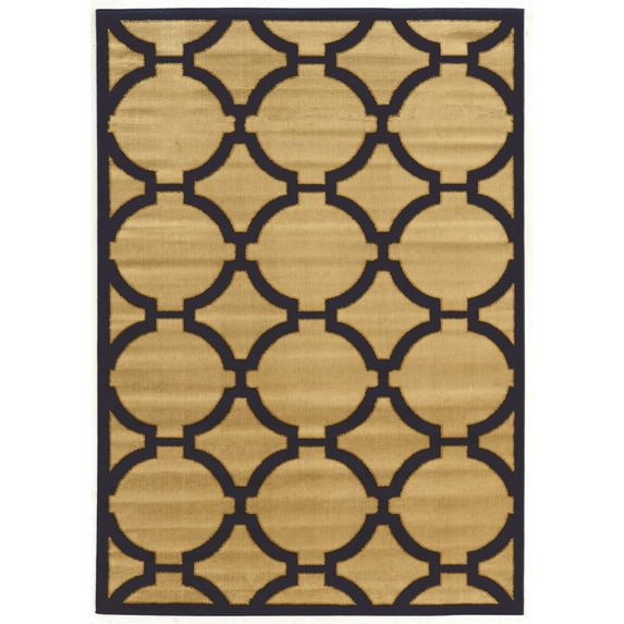 Linon Home Décor Elegance Area Rug Collection, Beige and Navy, 2' x 3'