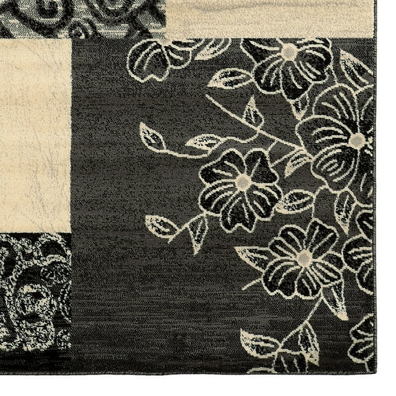 Linon Home Décor Elegance Area Rug Collection, Gray and Ivory, 5' x 7'3"