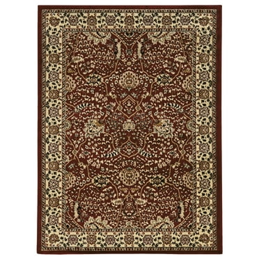 Linon Home Décor Elegance Area Rug Collection, Red and Ivory, 5' x 7'3"