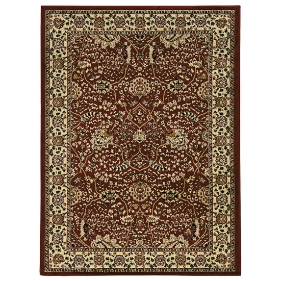 Linon Home Décor Elegance Area Rug Collection, Red and Ivory, 5' x 7'3"
