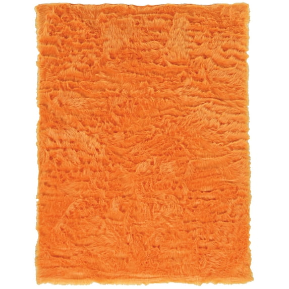 Linon Home Décor Faux Sheepskin Area Rug Collection, Orange, 1.67' x 2.5'