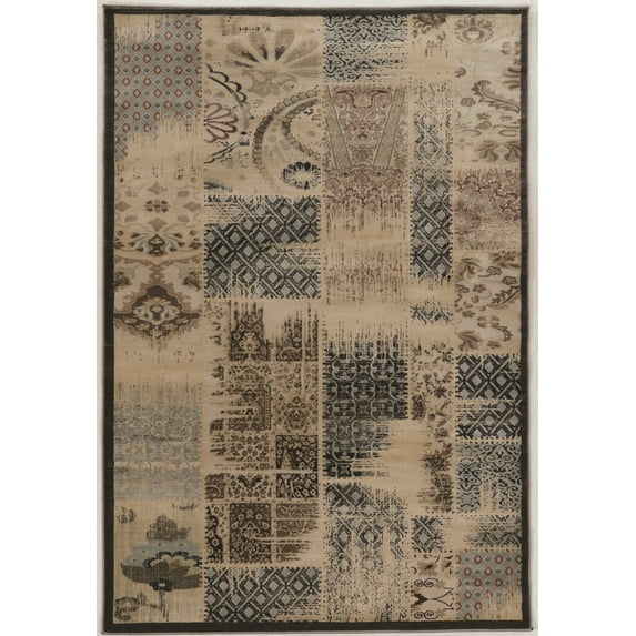Linon Home Décor Jewel Area Rug Collection, Beige and Blue, 2' x 3'
